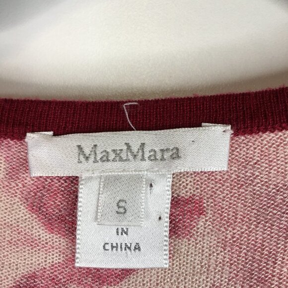 MaxMara Floral Silk/Cashmere V Neck Sweater Top Size S - Picture 10 of 11